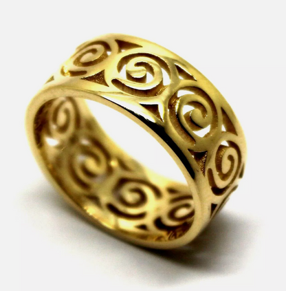 Kaedesigns Solid Genuine 9ct 9k 375 Yellow, Rose or White Gold 7mm Swirl Surf Wave Ring