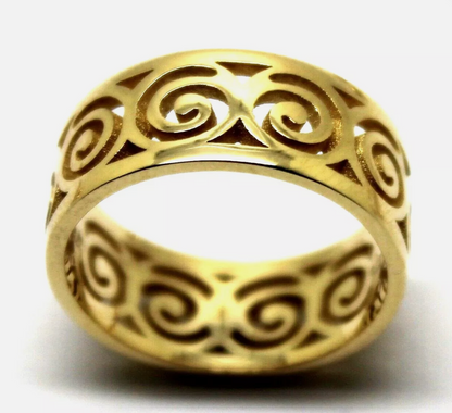 Kaedesigns Solid Genuine 9ct 9k 375 Yellow, Rose or White Gold 7mm Swirl Surf Wave Ring