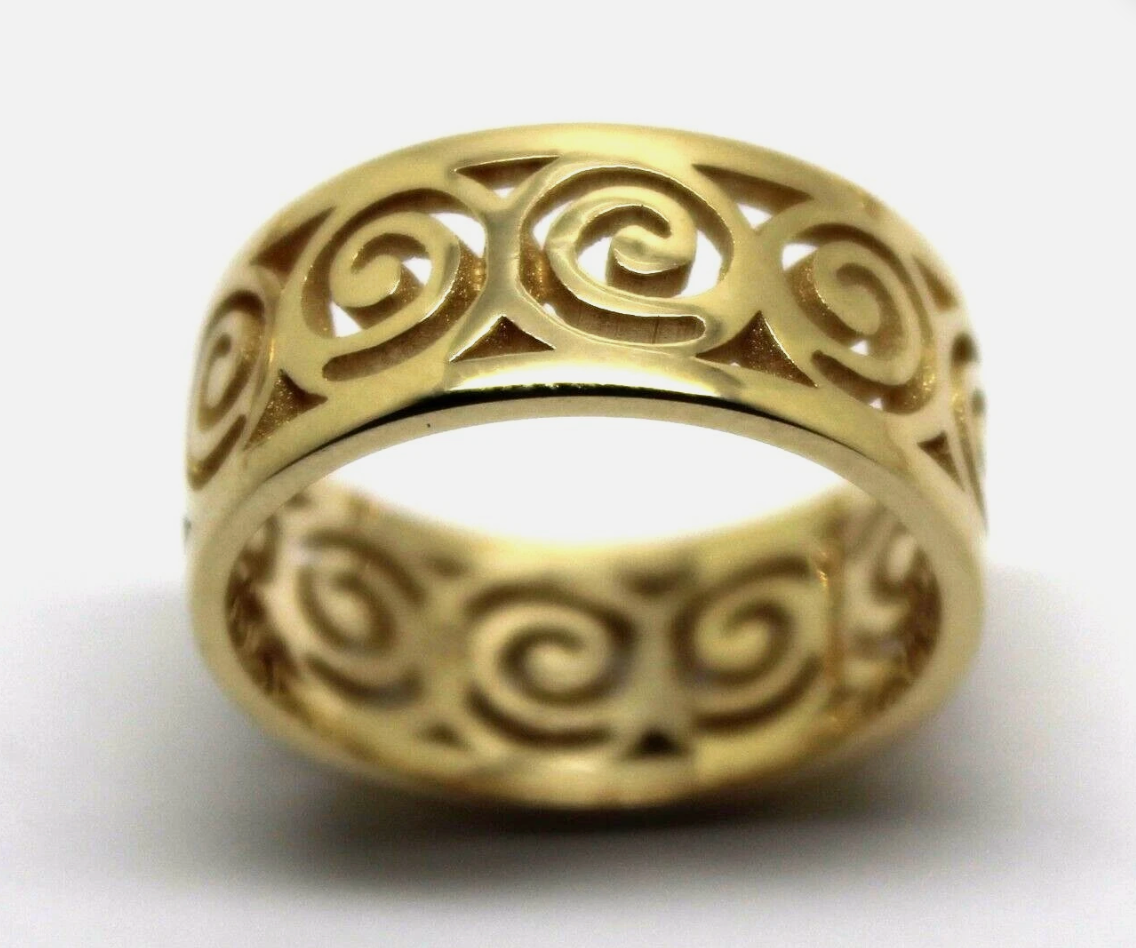 Kaedesigns Solid Genuine 9ct 9k 375 Yellow, Rose or White Gold 7mm Swirl Surf Wave Ring