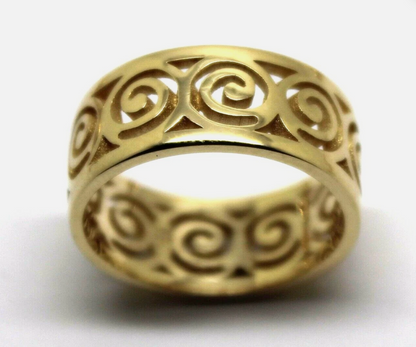 Kaedesigns Solid Genuine 9ct 9k 375 Yellow, Rose or White Gold 7mm Swirl Surf Wave Ring