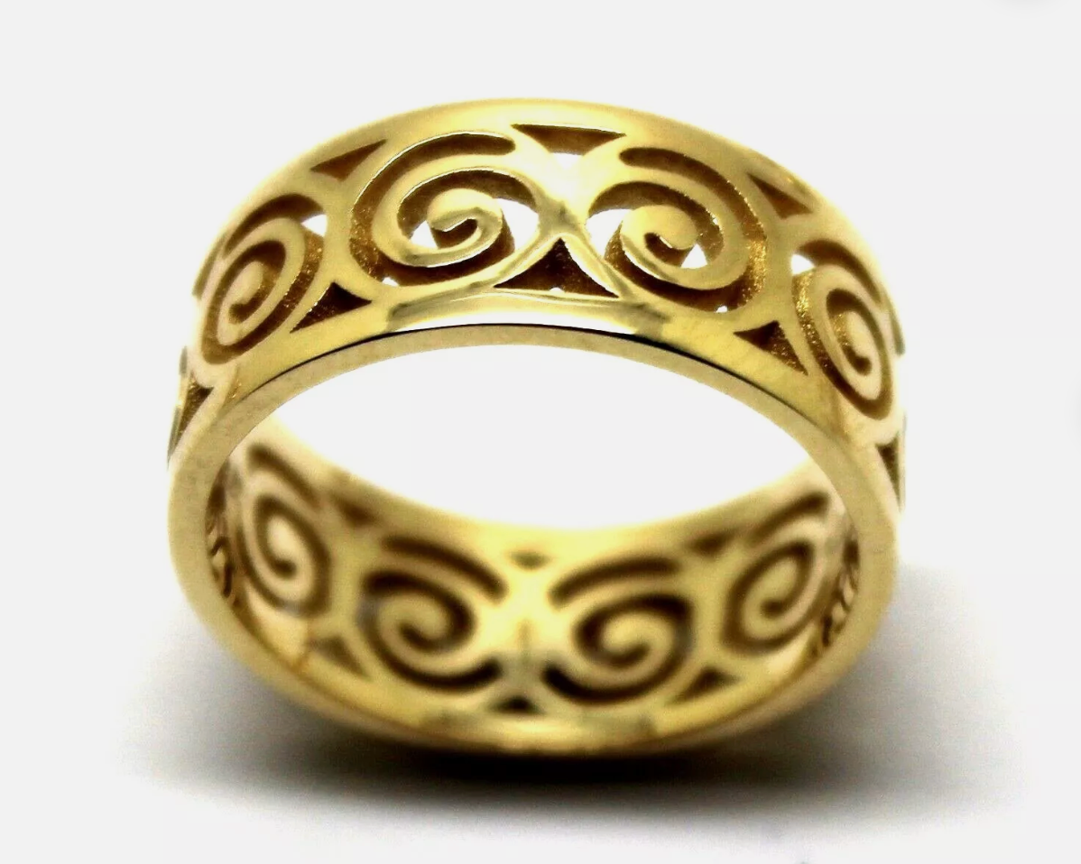 Kaedesigns Solid Genuine 9ct 9k 375 Yellow, Rose or White Gold 7mm Swirl Surf Wave Ring