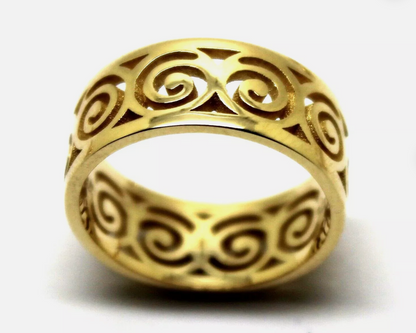 Kaedesigns Solid Genuine 9ct 9k 375 Yellow, Rose or White Gold 7mm Swirl Surf Wave Ring
