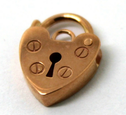 Genuine Small 11mm 9ct Yellow or Rose Gold Screw Heart Pendant Padlock