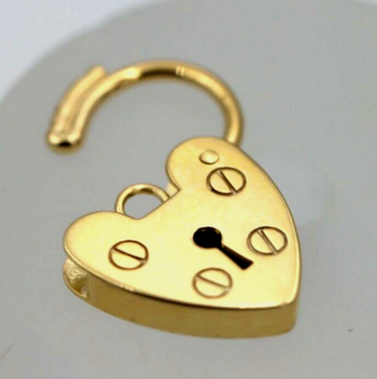 Genuine Small 11mm 9ct Yellow or Rose Gold Screw Heart Pendant Padlock