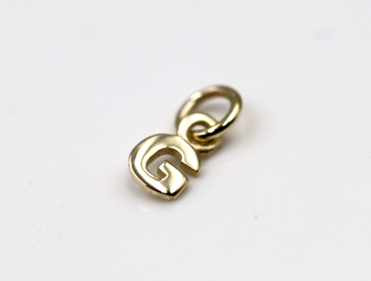 Genuine 9ct 9kt Genuine Tiny Very Small Yellow, Rose or White Gold Initial Pendant / Charm G