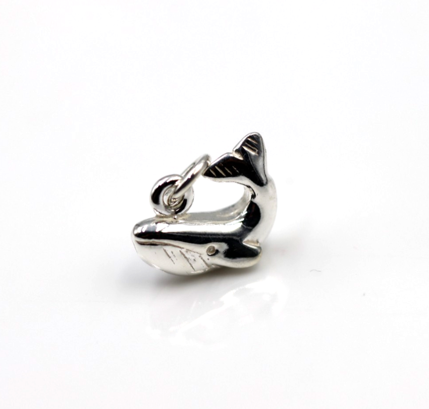 Genuine Sterling Silver Small Whale Solid Pendant Charm