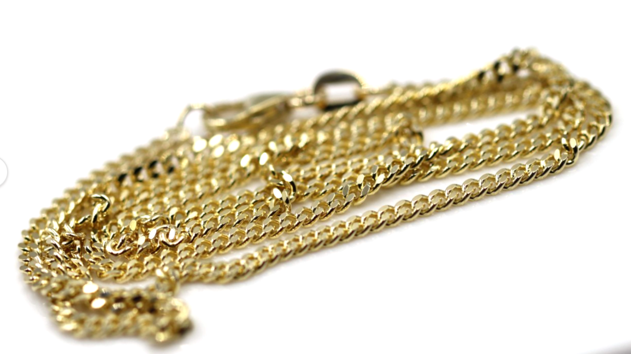 Genuine Solid 9ct 9k 375 Yellow Gold Diamond Cut Curb Necklace Chain 2mm wide