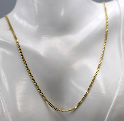 Genuine Solid 9ct 9k 375 Yellow Gold Diamond Cut Curb Necklace Chain 2mm wide