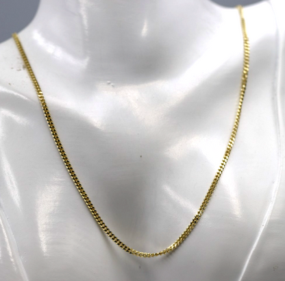 Genuine Solid 9ct 9k 375 Yellow Gold Diamond Cut Curb Necklace Chain 2mm wide
