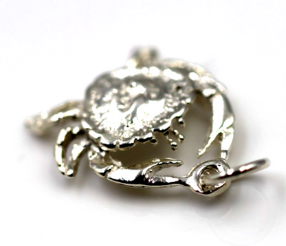 Genuine Sterling Silver 925 Solid Crab Cancer Zodiac Pendant  Charm