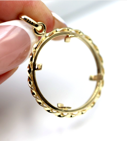 Genuine 9k 9ct Yellow Gold Half Sovereign Claw Set Coin Frame Mount