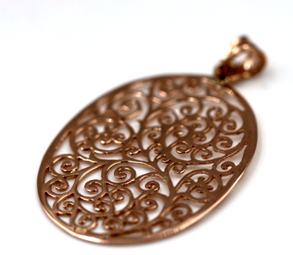 Genuine Heavy Solid 9ct 9kt Yellow, White or Rose Gold 375, Super Large Oval Filigree Pendant