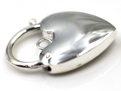 Sterling Silver 925 Bubble Heart Large 20mm Plain Polished Heart Padlock