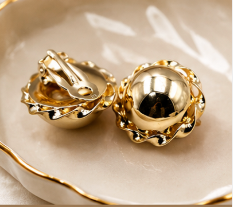 Kaedesigns Genuine 9ct 9k 375 Yellow, Rose Or White Gold Clip On 16mm Half Ball Earrings