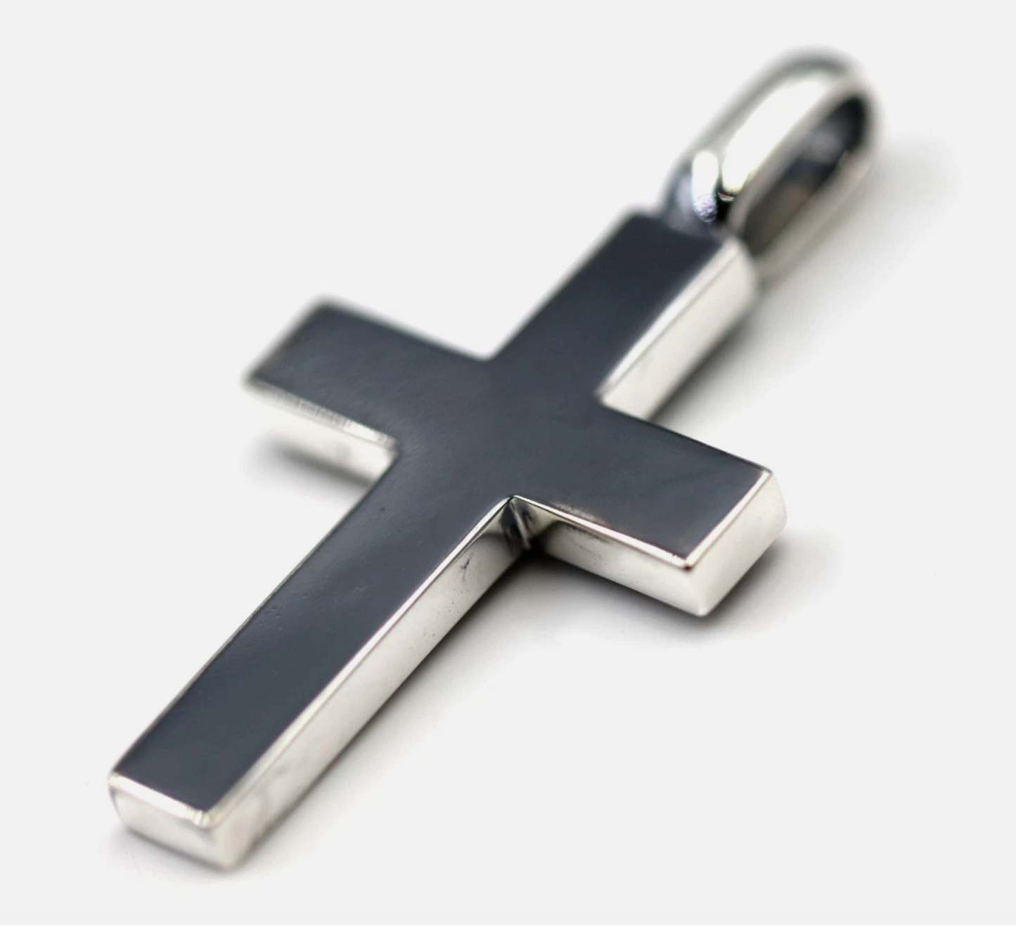 Genuine Large Heavy Oxidised Sterling Silver 925 Cross Pendant
