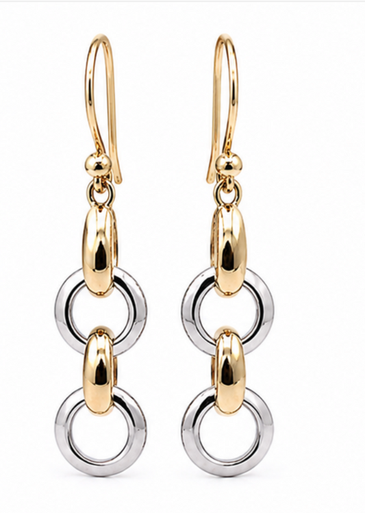 Kaedesigns 9ct 9k 375 Yellow & White Gold 10mm Circle Earrings