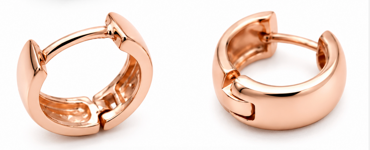 Kaedesigns Solid Genuine 9ct 9k 375 Yellow, Rose or White Gold Hoop Plain Small Huggies Earrings