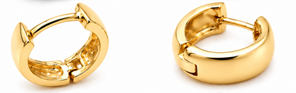 Kaedesigns Solid Genuine 9ct 9k 375 Yellow, Rose or White Gold Hoop Plain Small Huggies Earrings