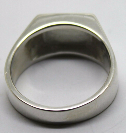 Solid Sterling Silver 925 Green Emerald Square Signet Ring - Choose your size H to P