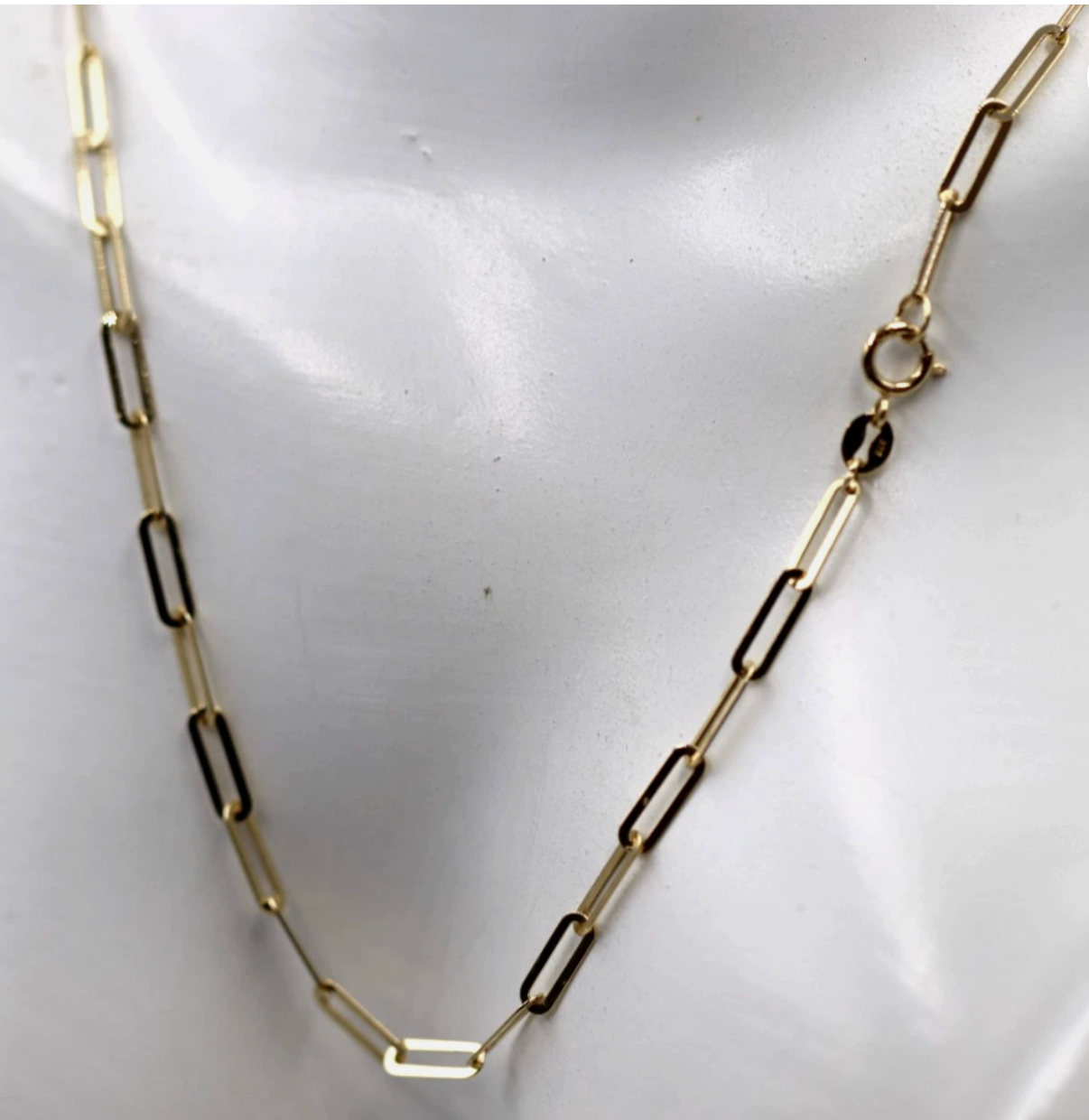 Genuine 9ct 9K 375 Yellow Gold  Paperclip Necklace Chain 45cm 2.7g
