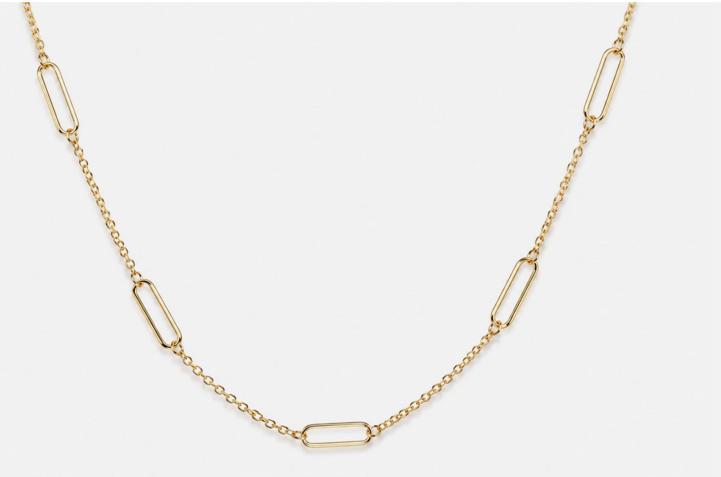 Genuine 9ct 9K 375 Yellow Gold Paperclip Bar Station Link Chain 45cm 2.24g