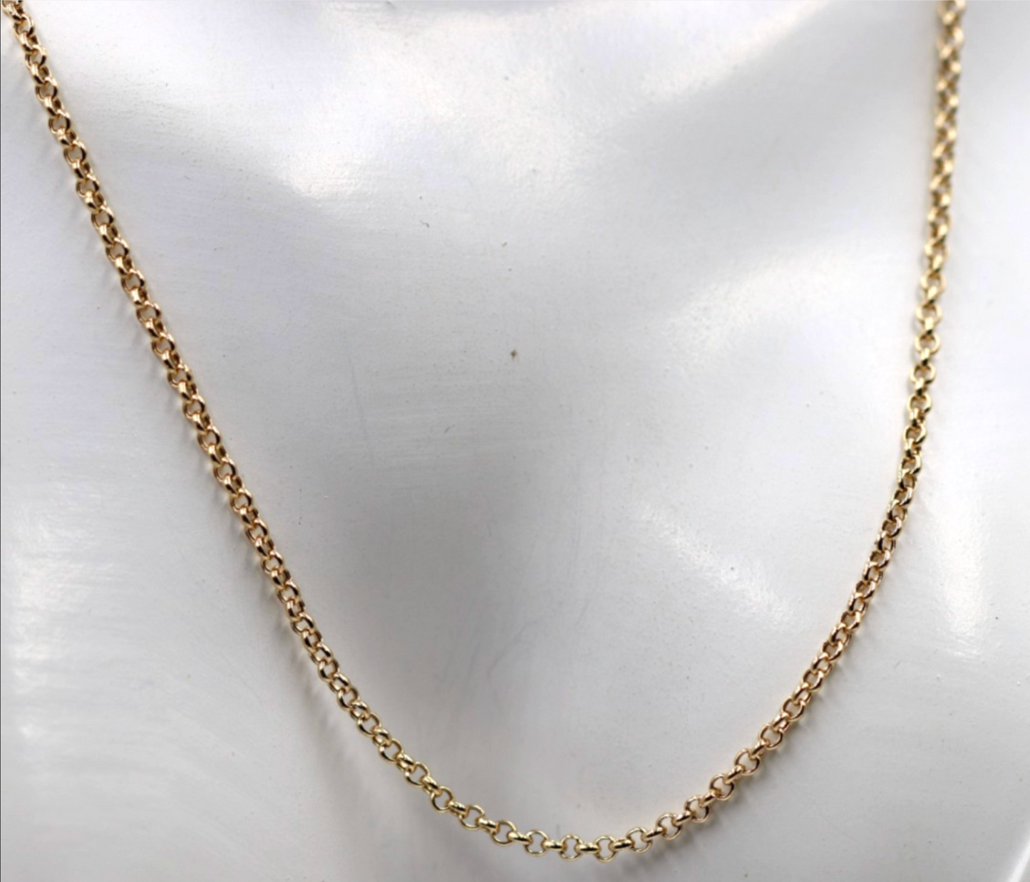 Genuine 9ct 9K 375 Yellow Gold Belcher Cable Chain Necklace 52cm 2.4grams