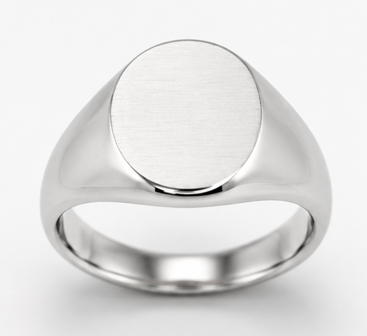 Kaedesigns Full Solid Heavy 9ct 9k 375 Yellow, Rose or White Gold Matt Polished Oval Signet 12mm x10mm Ring - Choose your ring size H to Q 1/2