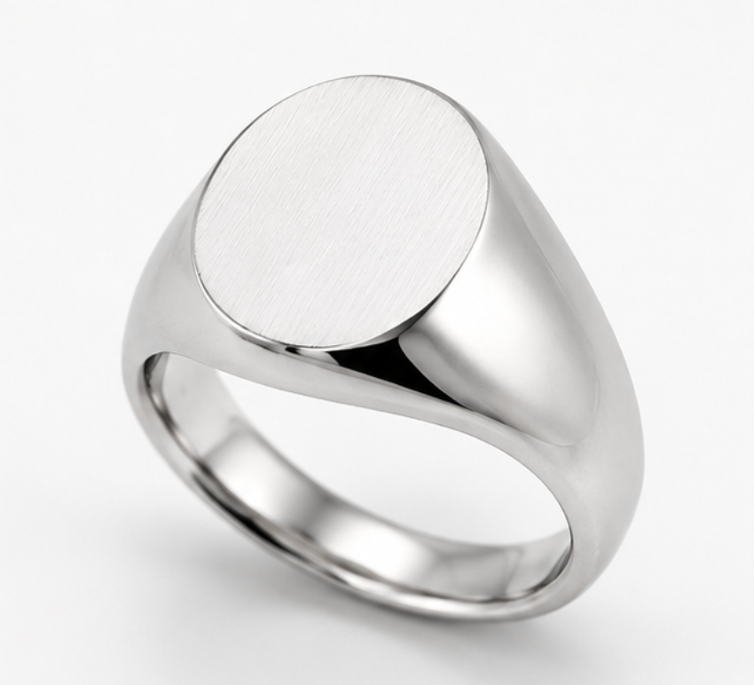 Kaedesigns Full Solid Heavy 9ct 9k 375 Yellow, Rose or White Gold Matt Polished Oval Signet 12mm x10mm Ring - Choose your ring size H to Q 1/2