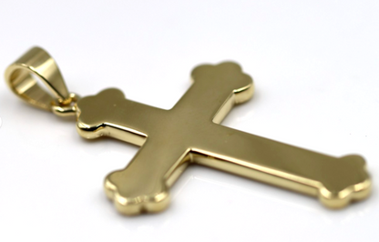 Genuine Full Solid 18ct 18kt 750 Yellow, Rose or White Gold Plain Byzantine Cross Pendant 21g
