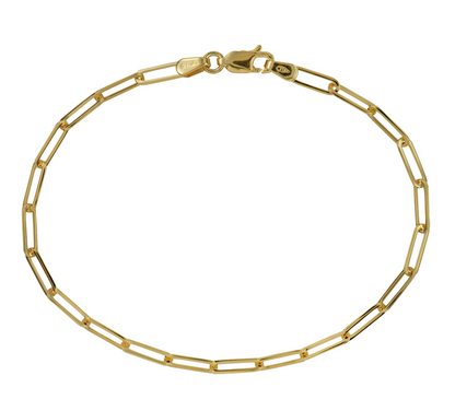 Genuine Handmade 19cm 9ct 9k 375 Yellow Gold Paper Clip Paperclip Bracelet