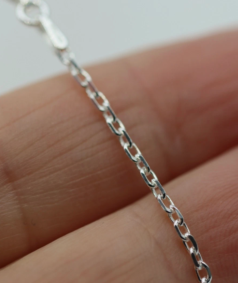 Genuine Sterling Silver 925 20cm Diamond Cut Cable Fine Bracelet