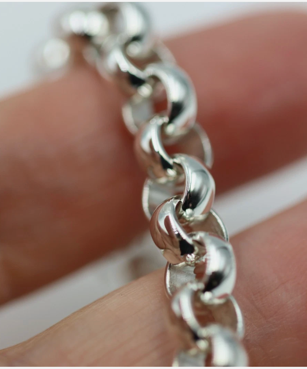 Sterling Silver 925 Handmade Belcher bracelet with Bolt Ring 19cm 25g