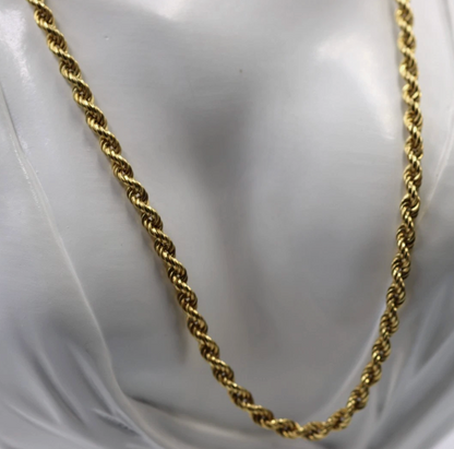 Genuine 14ct 14k Yellow Gold Rope 80cm Rope Chain Necklace 20 grams