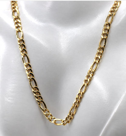 Genuine 18ct 750 Yellow Gold Hollow Figaro Chain Necklace Chain 10g