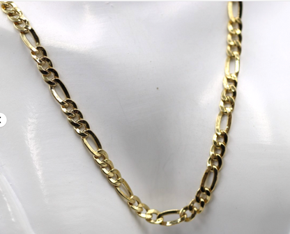 Genuine 18ct 750 Yellow Gold Hollow Figaro Chain Necklace Chain 10g