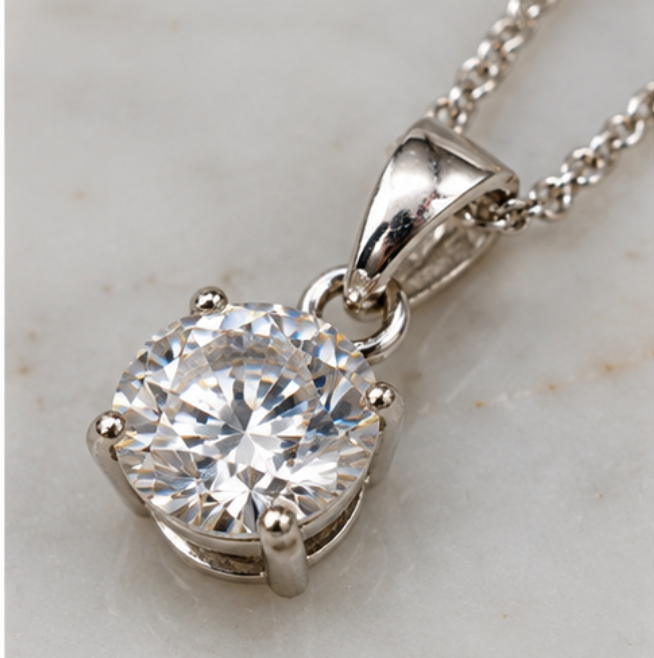 Genuine Sterling Silver 925 Claw 8mm Round Pendant with 45cm Chain + 5cm Extender