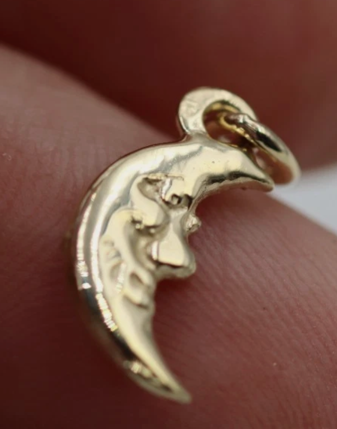 9ct Yellow Gold Crescent Moon Pendant Charm