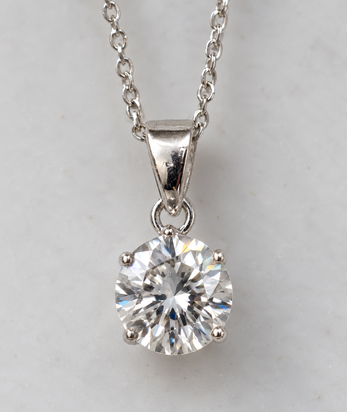 Genuine Sterling Silver 925 Claw 8mm Round Pendant with 45cm Chain + 5cm Extender