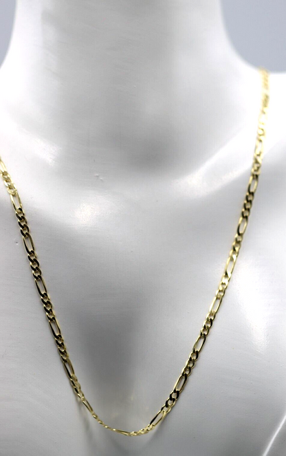 Genuine 9ct Yellow Gold Diamond Cut Figaro Chain Necklace 4.2grams 50cm 2.5mm