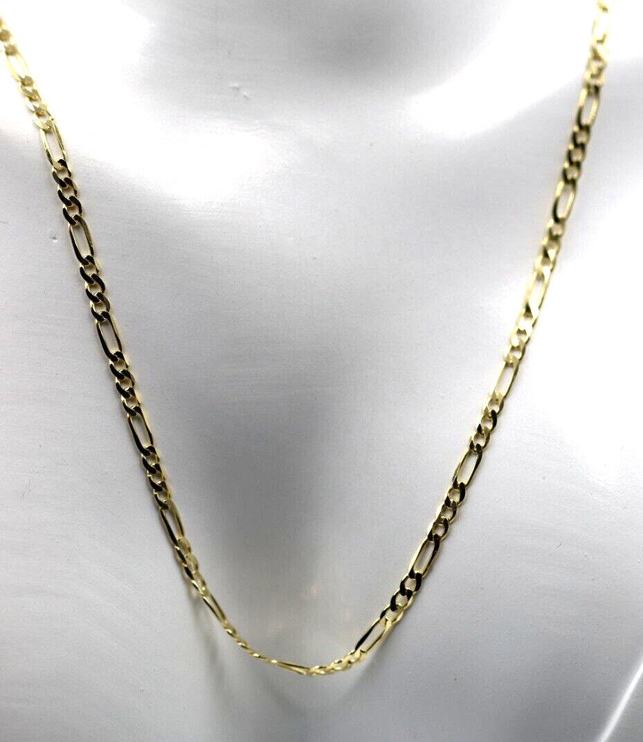Genuine 9ct Yellow Gold Diamond Cut Figaro Chain Necklace 4.2grams 50cm 2.5mm