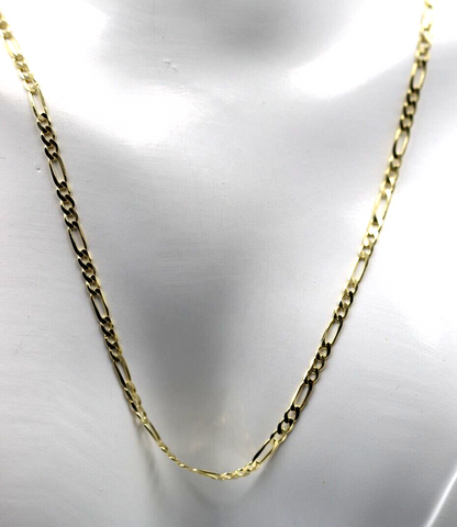 Genuine 9ct Yellow Gold Diamond Cut Figaro Chain Necklace 4.2grams 50cm 2.5mm