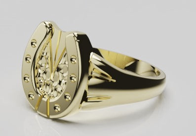 Genuine Solid Large 9ct 9kt Yellow, Rose or White Gold 375 Lucky Horseshoe Ring