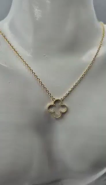 Kaedesigns Genuine 9ct 9k 375 Yellow, Rose or White Gold 14mm Four Leaf Clover Pendant + Chain