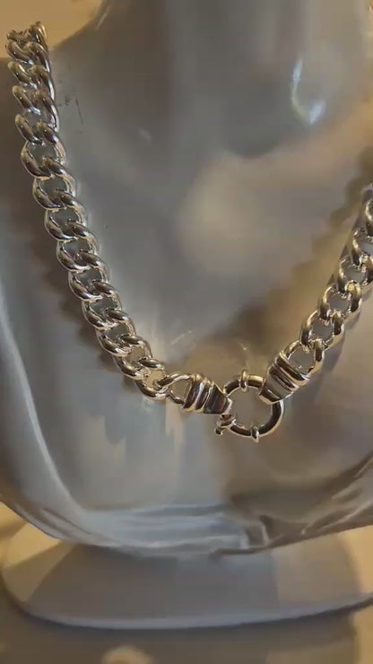 167g Solid Very Heavy Sterling Silver 925 Round Curb Bolt Ring Necklace Chain
