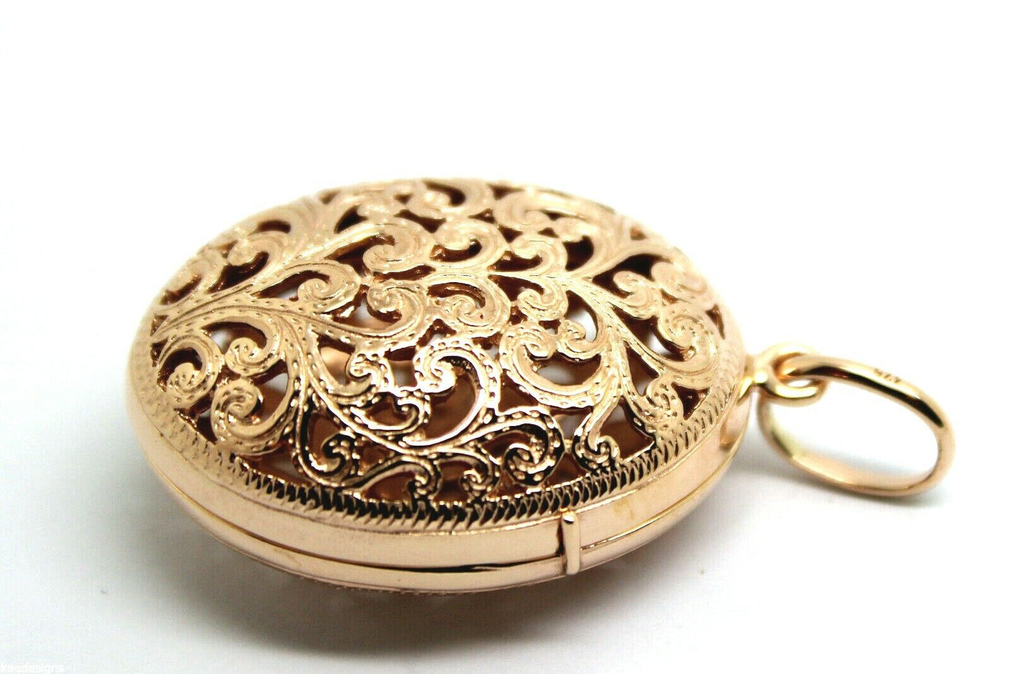 Kaedesigns Genuine 9ct 9k Solid Yellow, Rose or White Gold Filigree Oval Pendant Locket