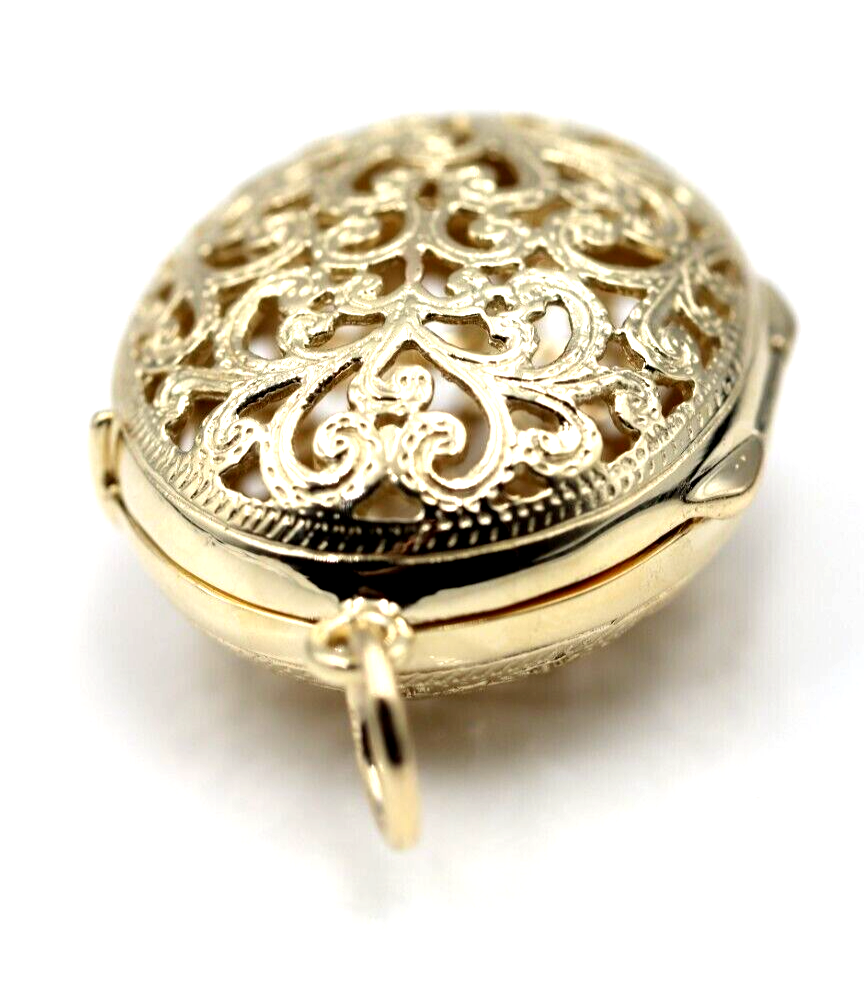 Kaedesigns Genuine 9ct 9k Solid Yellow, Rose or White Gold Filigree Oval Pendant Locket