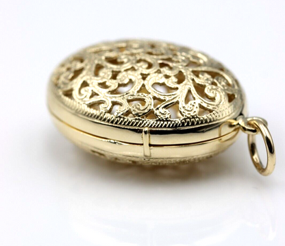 Kaedesigns Genuine 9ct 9k Solid Yellow, Rose or White Gold Filigree Oval Pendant Locket