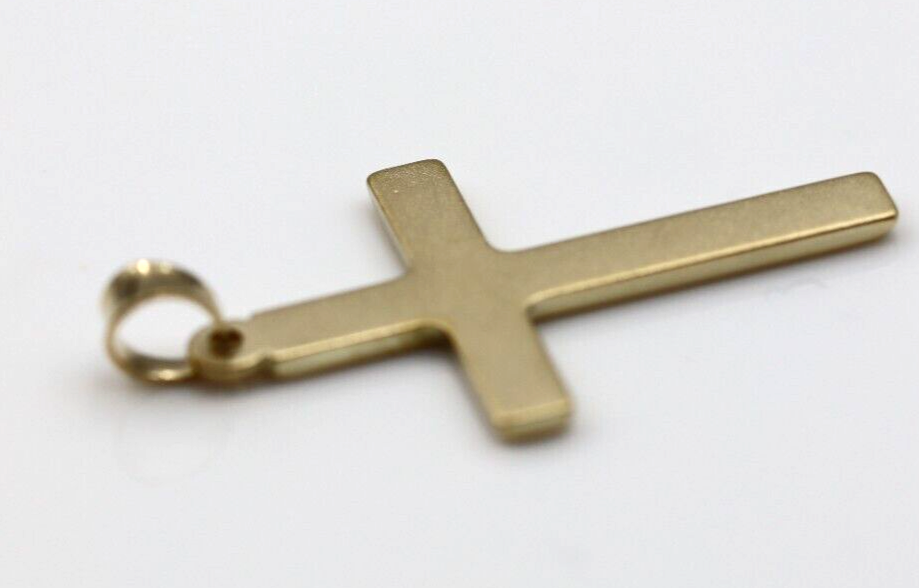 Genuine Small Hollow 9ct 9K 375 Yellow Gold Cross Pendant 26mm x 15mm