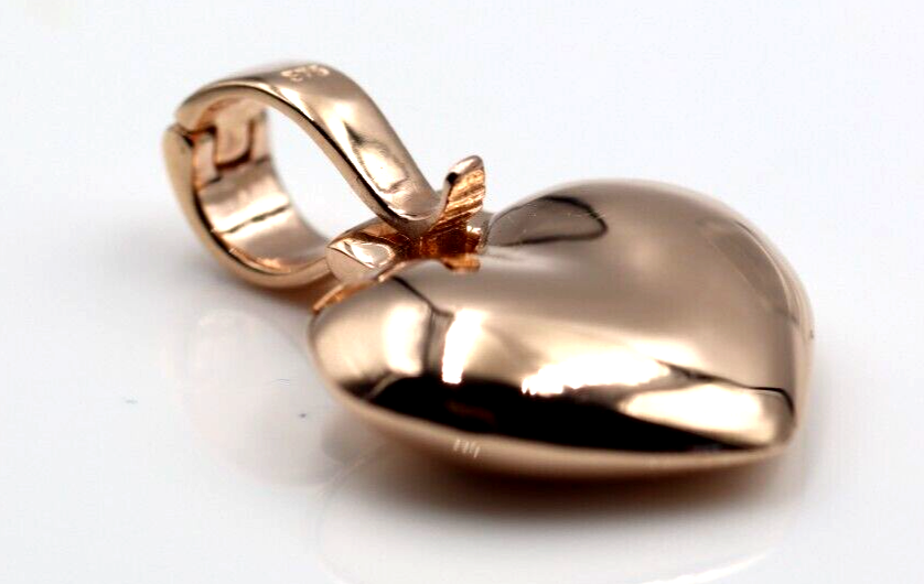 Genuine New 9ct 9k 375 Heavy Full Solid Yellow, Rose or White Gold Heart Pendant With Enhancer
