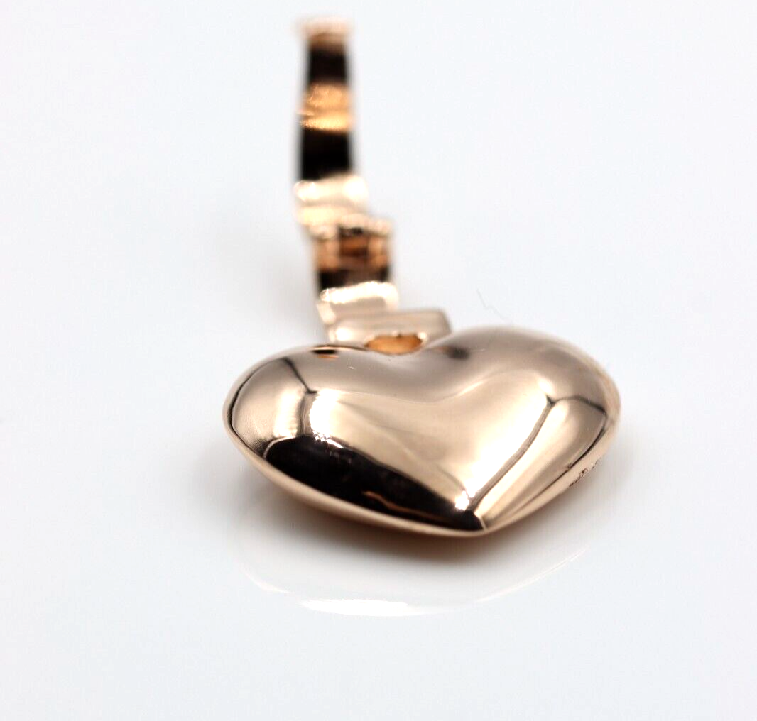 Genuine New 9ct 9k 375 Heavy Full Solid Yellow, Rose or White Gold Heart Pendant With Enhancer